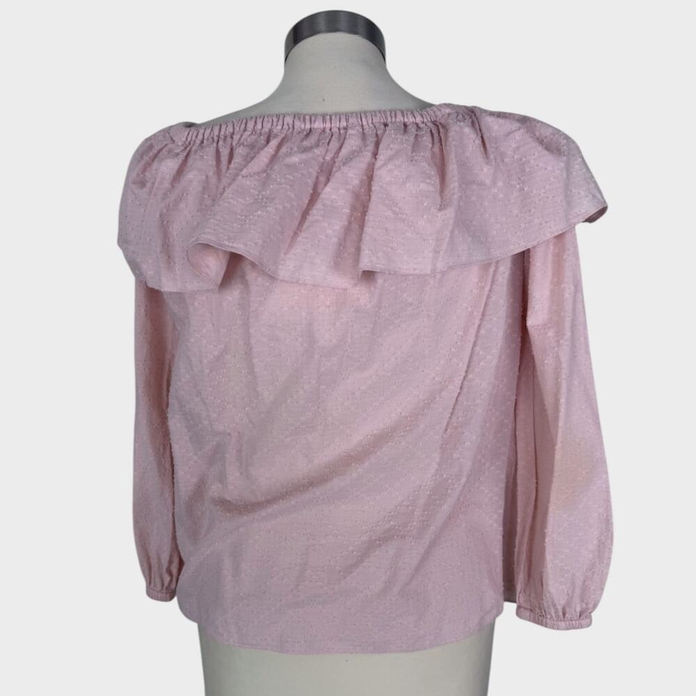 MICHAEL Michael Kors XS Peach Pink Hobnail Off Shoulder 3/4 Sleeve Shirt - Picture 6 of 10